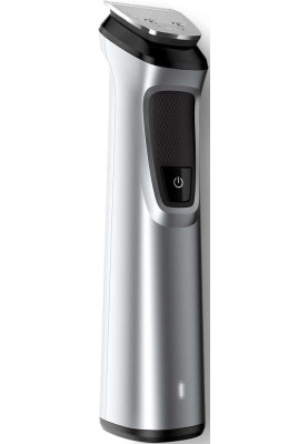 Бритва-Тример-Стайлер Philips Multigroom и OneBlade «12-в-1» MG9710/90 Black/Silver, для волосся, бороди, вусів, вух/носа, живлення від акумулятора/мережі, час роботи 120хв, вологе очищення, водонепроникний корпус