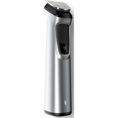 Тример Philips MG7715/15, Silver, 13 насадок, живлення від аккумулятора, ножі, що самозаточуються, вологе очищення, індикатор зарядки, стрижка вологого волосся, швидка зарядка