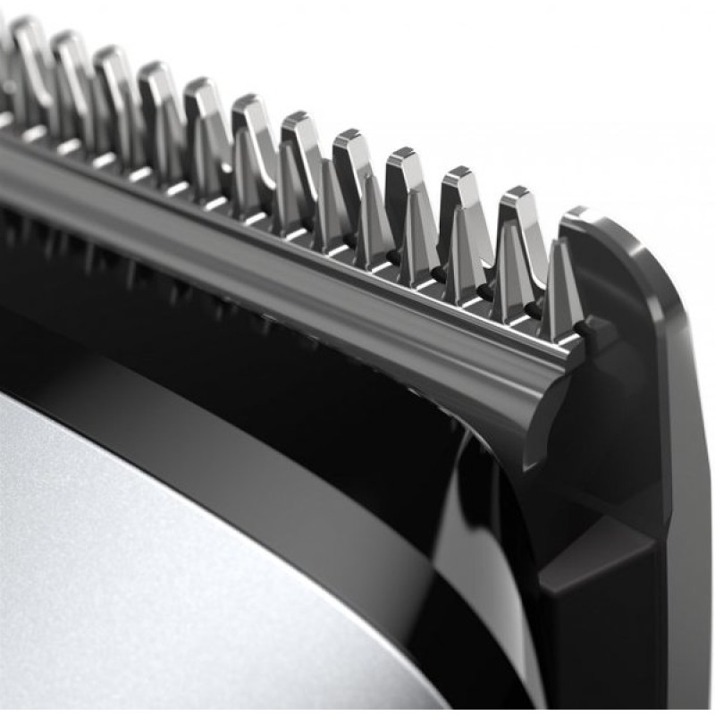 Тример Philips MG7715/15, Silver, 13 насадок, живлення від аккумулятора, ножі, що самозаточуються, вологе очищення, індикатор зарядки, стрижка вологого волосся, швидка зарядка