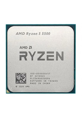 Процесор AMD (AM4) Ryzen 5 5500, Tray, 6x3.6 GHz (Turbo Boost 4.2 GHz), L3 16Mb, Cezanne, 7 nm, TDP 65W, розблокований множник (100-000000457)