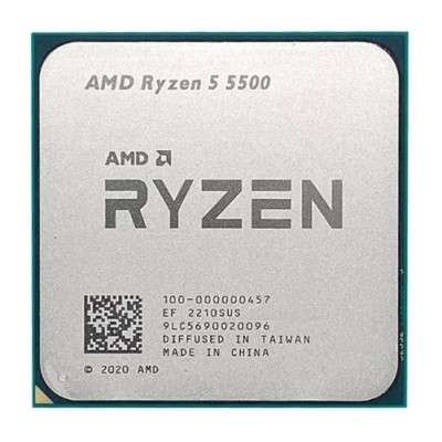 Процесор AMD (AM4) Ryzen 5 5500, Tray, 6x3.6 GHz (Turbo Boost 4.2 GHz), L3 16Mb, Cezanne, 7 nm, TDP 65W, розблокований множник (100-000000457)