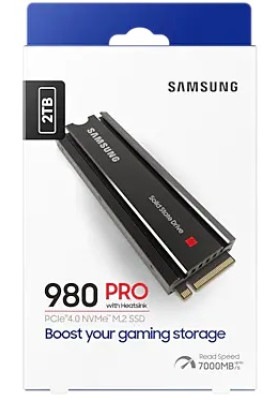 Твердотільний накопичувач M.2 2Tb, Samsung 980 Pro, PCI-E 4.0 x4, MLC 3-bit V-NAND, 7000/5000 MB/s, з радіатором (MZ-V8P2T0CW)