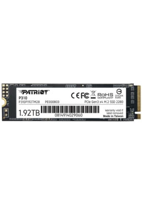 Твердотільний накопичувач M.2 1.92Tb, Patriot P310, PCI-E 3.0 x4, 3D TLC, 2100/1800 MB/s (P310P192TM28)