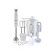 Блендер Liberton LHB-0802 White, 800W, занурювальний, 2 швидкості, аксесуари: вінчик для збивання, мірний стакан (600мл), чаша подрібнювача (1250мл), насадка-міксер із двома вінчиками, гаки для замішування тіста, насадка для пюре