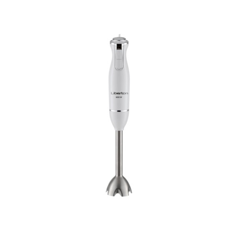 Блендер Liberton LHB-0802 White, 800W, занурювальний, 2 швидкості, аксесуари: вінчик для збивання, мірний стакан (600мл), чаша подрібнювача (1250мл), насадка-міксер із двома вінчиками, гаки для замішування тіста, насадка для пюре