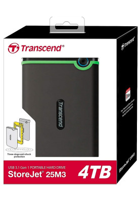 Зовнішній жорсткий диск 4Tb Transcend StoreJet 25M3C, Iron Grey, 2.5", USB 3.1 (TS4TSJ25M3C)