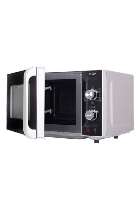 Мікрохвильова піч Ergo EM-2010, Black/Grey, 700W, 20 л, звичайна (соло), 5 рівнів потужності, поворотні пермикачі