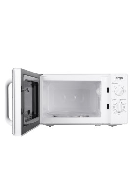 Мікрохвильова піч Ergo EM-2070, White, 700W, 20 л, звичайна (соло), 5 рівнів потужності, поворотні пермикачі