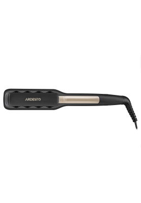 Щипці-гофре Ardesto HS-612, Black, 65W, 110-215°C, керамічна поверхня нагрівального елементу, створення візуального обсягу; автоматичне вимикання, обертання шнура на 360°, вологе та сухе використання, індикатор безпечного використання