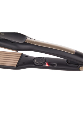 Щипці-гофре Ardesto HS-612, Black, 65W, 110-215°C, керамічна поверхня нагрівального елементу, створення візуального обсягу; автоматичне вимикання, обертання шнура на 360°, вологе та сухе використання, індикатор безпечного використання