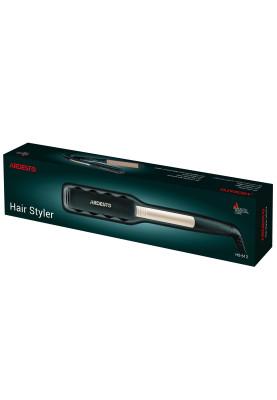 Щипці-гофре Ardesto HS-612, Black, 65W, 110-215°C, керамічна поверхня нагрівального елементу, створення візуального обсягу; автоматичне вимикання, обертання шнура на 360°, вологе та сухе використання, індикатор безпечного використання