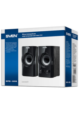 Колонки 2.0 Sven SPS-606 Black, 2 x 3 Вт, МДФ, живлення від мережі 220V, керування спереду