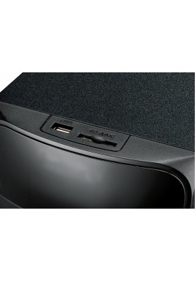 Колонки 2.1 REAL-EL M-570 Black, сателіти 2 x 14 Вт, сабвуфер 30 Вт, МДФ, Bluetooth, FM-тюнер, USB/SD, дисплей, живлення від мережі 220V, керування спереду + пульт ДК
