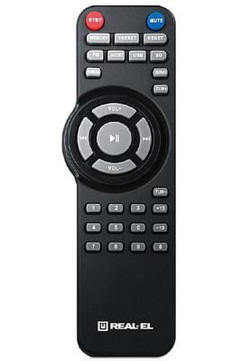 Колонки 2.1 REAL-EL M-570 Black, сателіти 2 x 14 Вт, сабвуфер 30 Вт, МДФ, Bluetooth, FM-тюнер, USB/SD, дисплей, живлення від мережі 220V, керування спереду + пульт ДК
