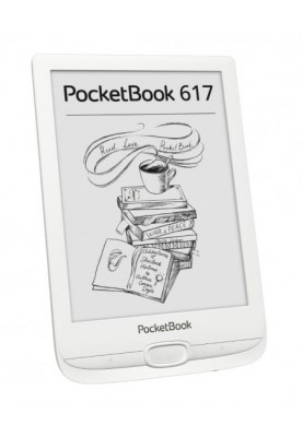 Електронна книга 6" PocketBook 617, Ink White, WiFi, 758x1024 (E Ink Carta), 512Mb/8Gb, 16 градацій сірого, 212 DPI, сенсорна панель, підсвічування екрана SMARTlight, microSD (до 32Gb), 1300 mAh, microUSB, 161.3x108x8 мм (PB617-D-CIS)