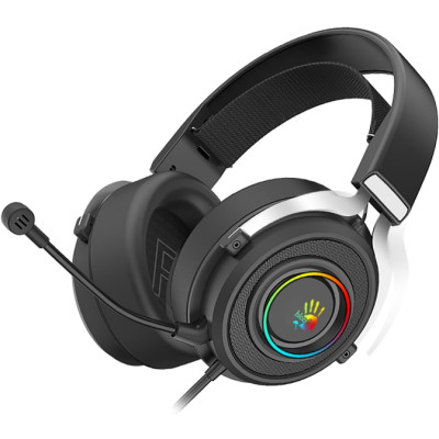 Навушники A4Tech G535P "Bloody", Black/Silver, USB+3.5 jack, мікрофон, динаміки 50 мм, RGB-підсвічування, кероване наголов'я, 16 Ом, 105 дБ, 2 м