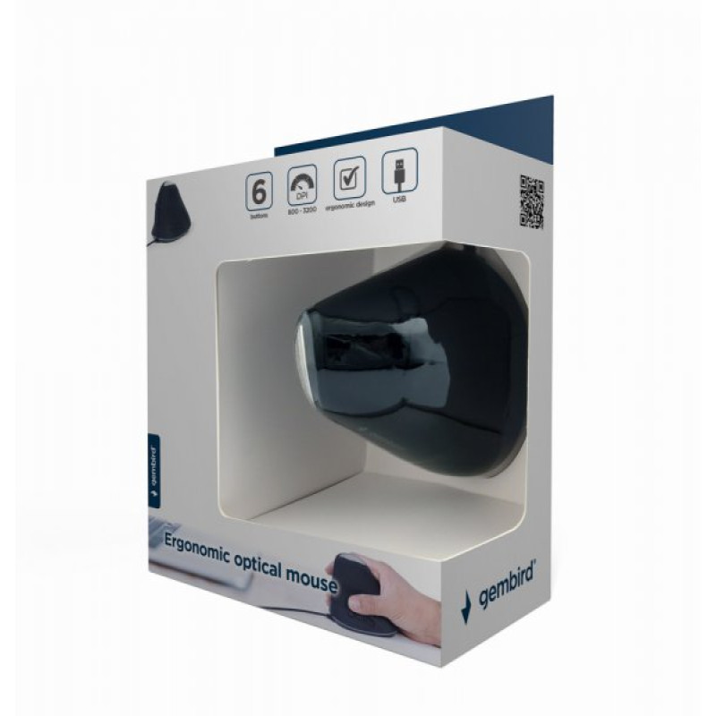Миша Gembird MUS-ERGO-03, оптика, Black USB, 3200 DPI, ергономічний дизайн
