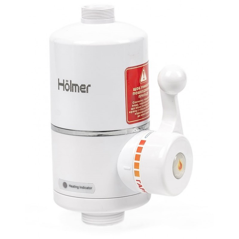 Водонагрівач проточний Holmer HHW-201, White, 3000W, механічне керування, IPX4, захист від включення без води, захист від перегріву