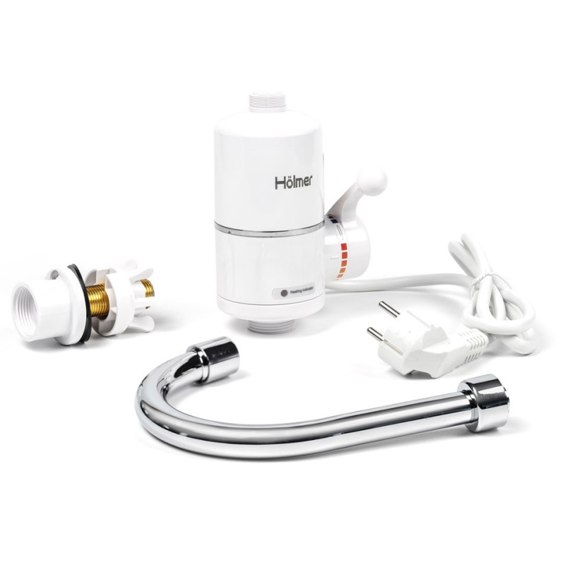 Водонагрівач проточний Holmer HHW-201, White, 3000W, механічне керування, IPX4, захист від включення без води, захист від перегріву