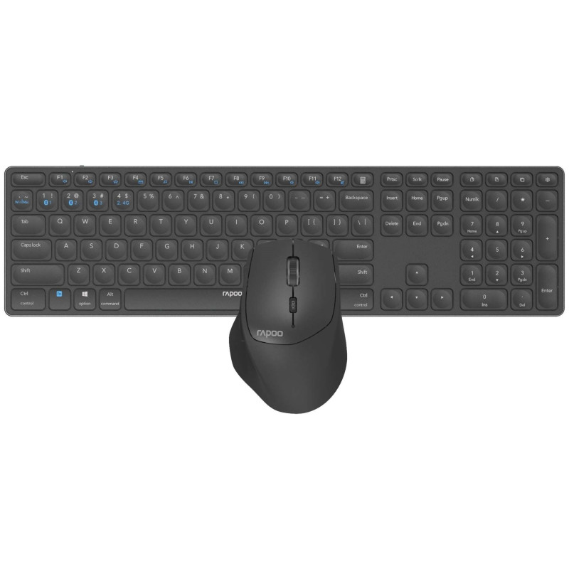 Комплект бездротовий Rapoo 9800M, Dark Grey, Optical, Bluetooth+Wireless, клавіатура+миша