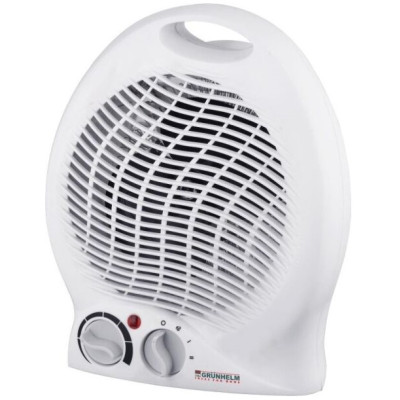 Тепловентилятор Grunhelm FH-04, White, 2000W, 20м2, спіральний, 2 режими, підлоговий/настільний, термостат, захист від перегріву