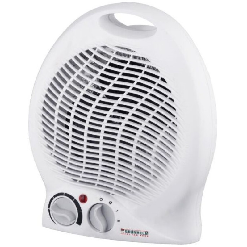 Тепловентилятор Grunhelm FH-04, White, 2000W, 20м2, спіральний, 2 режими, підлоговий/настільний, термостат, захист від перегріву
