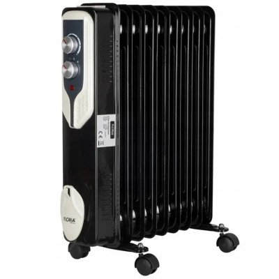 Обігрівач масляний Floria ZLN3659, Black, 2000W, підлоговий, 9 секцій, 3 режими 800/1200/2000Вт, захист від перегріву, термостат
