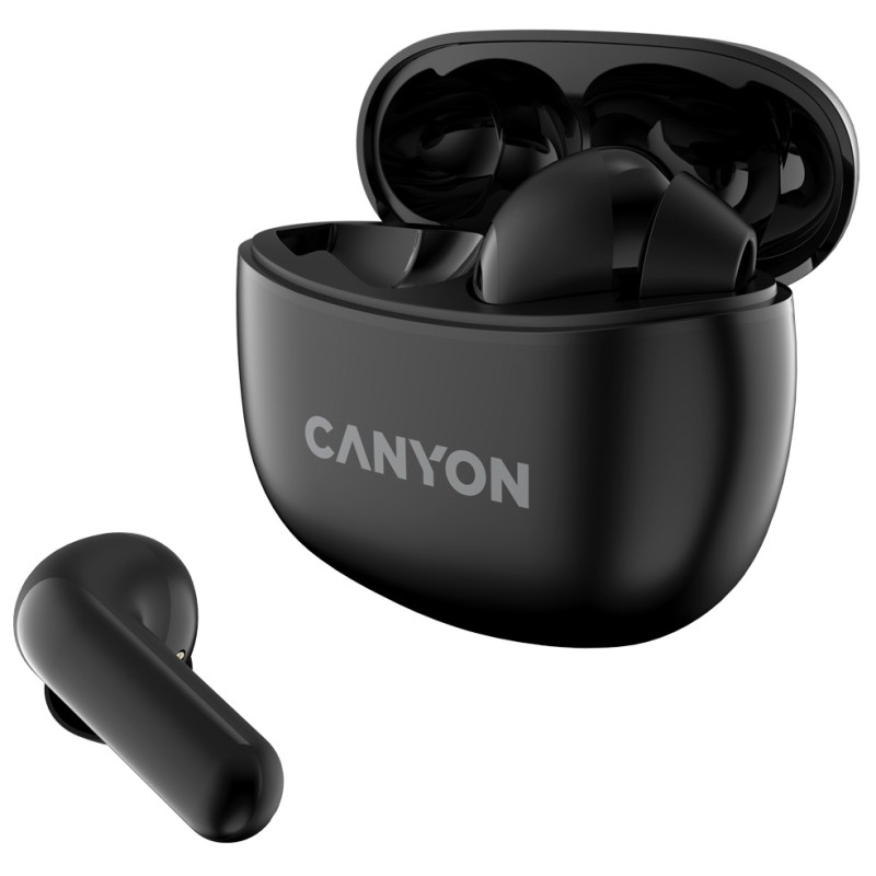 Навушники Canyon TWS-5, Black, бездротові (Bluetooth), мікрофон, зарядний бокс, стереозвук, функція "Handsfree", 40 / 500 mAh (CNS-TWS5B)