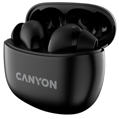 Навушники Canyon TWS-5, Black, бездротові (Bluetooth), мікрофон, зарядний бокс, стереозвук, функція "Handsfree", 40 / 500 mAh (CNS-TWS5B)