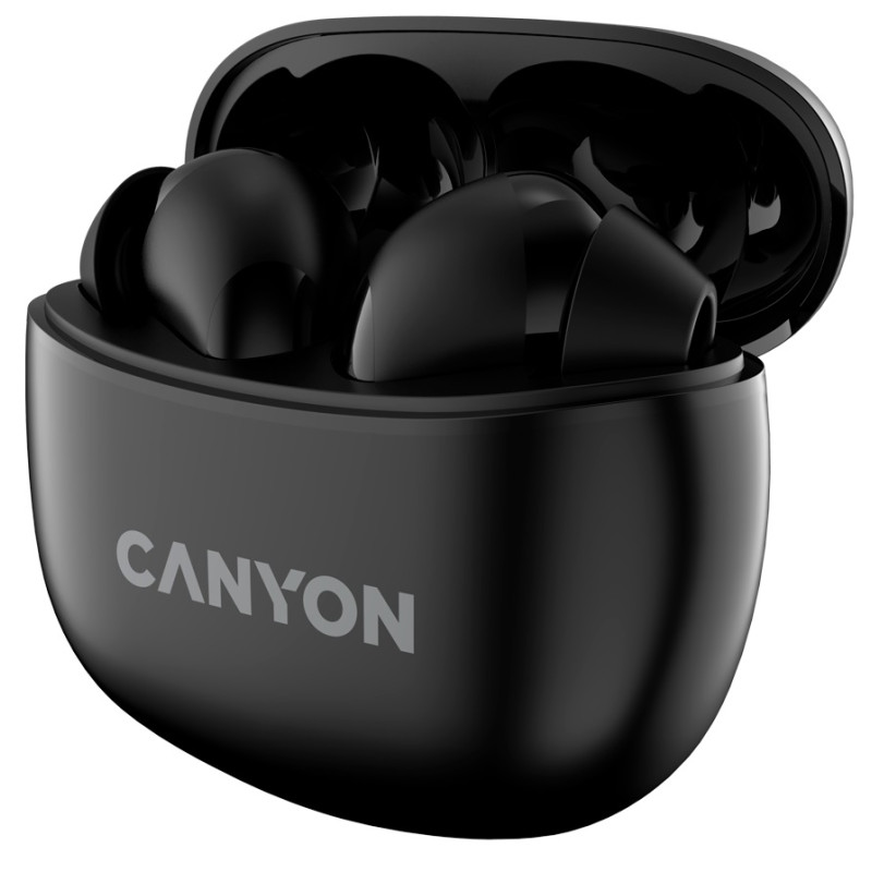 Навушники Canyon TWS-5, Black, бездротові (Bluetooth), мікрофон, зарядний бокс, стереозвук, функція "Handsfree", 40 / 500 mAh (CNS-TWS5B)