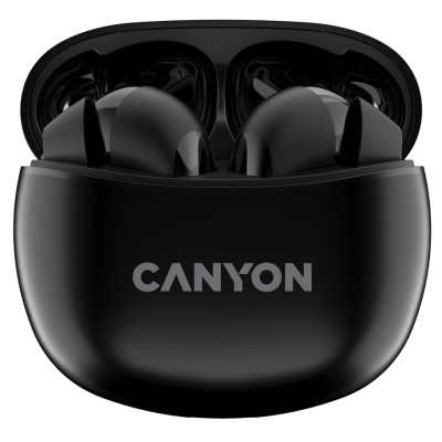 Навушники Canyon TWS-5, Black, бездротові (Bluetooth), мікрофон, зарядний бокс, стереозвук, функція "Handsfree", 40 / 500 mAh (CNS-TWS5B)