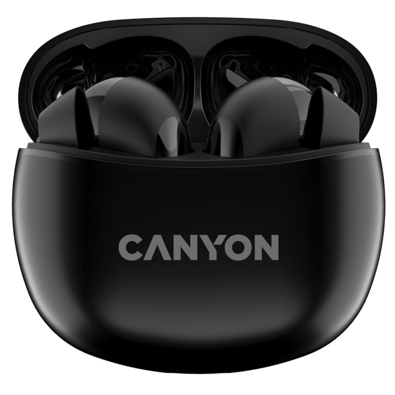 Навушники Canyon TWS-5, Black, бездротові (Bluetooth), мікрофон, зарядний бокс, стереозвук, функція "Handsfree", 40 / 500 mAh (CNS-TWS5B)