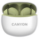 Навушники Canyon TWS-5, Green, бездротові (Bluetooth), мікрофон, зарядний бокс, стереозвук, функція "Handsfree", 40 / 500 mAh (CNS-TWS5GR)