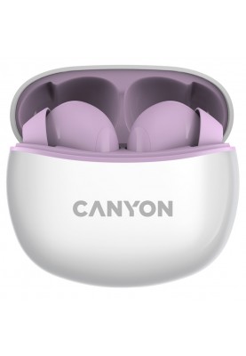 Навушники Canyon TWS-5, Purple, бездротові (Bluetooth), мікрофон, зарядний бокс, стереозвук, функція "Handsfree", 40 / 500 mAh (CNS-TWS5PU)