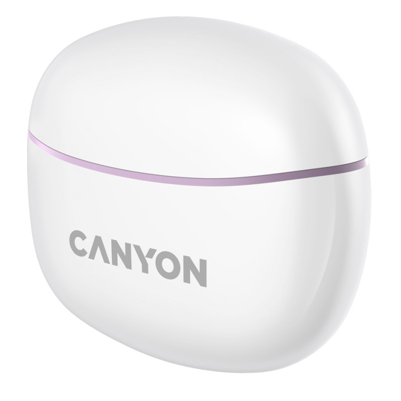 Навушники Canyon TWS-5, Purple, бездротові (Bluetooth), мікрофон, зарядний бокс, стереозвук, функція "Handsfree", 40 / 500 mAh (CNS-TWS5PU)