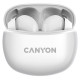 Навушники Canyon TWS-5, White, бездротові (Bluetooth), мікрофон, зарядний бокс, стереозвук, функція "Handsfree", 40 / 500 mAh (CNS-TWS5W)