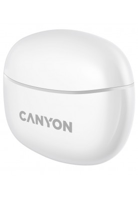 Навушники Canyon TWS-5, White, бездротові (Bluetooth), мікрофон, зарядний бокс, стереозвук, функція "Handsfree", 40 / 500 mAh (CNS-TWS5W)