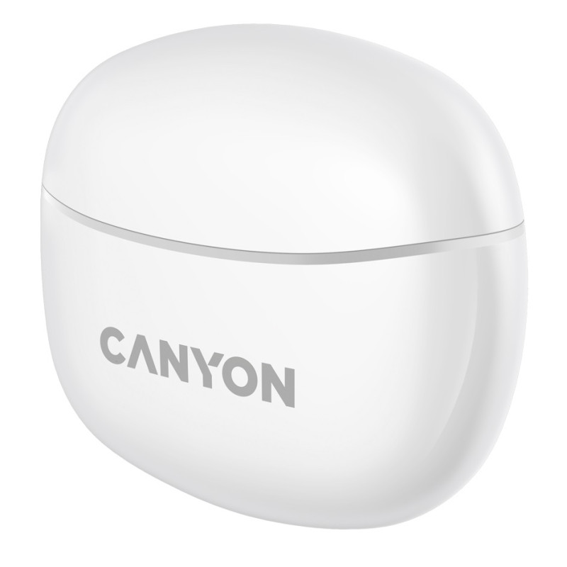 Навушники Canyon TWS-5, White, бездротові (Bluetooth), мікрофон, зарядний бокс, стереозвук, функція "Handsfree", 40 / 500 mAh (CNS-TWS5W)