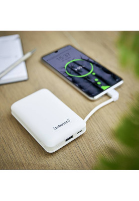 Універсальна мобільна батарея 10000 mAh, Intenso XC10000, White, 1xUSB, 1xUSB Type-C, вбудований кабель Type-C (7314532)