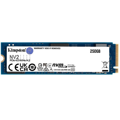 Твердотільний накопичувач M.2 250Gb, Kingston NV2, PCI-E 4.0 x4, 3D TLC, 3000/1300 MB/s (SNV2S/250G)