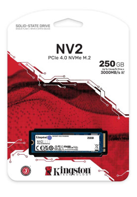 Твердотільний накопичувач M.2 250Gb, Kingston NV2, PCI-E 4.0 x4, 3D TLC, 3000/1300 MB/s (SNV2S/250G)