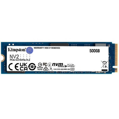 Твердотільний накопичувач M.2 500Gb, Kingston NV2, PCI-E 4.0 x4, 3D TLC, 3500/2100 MB/s (SNV2S/500G)