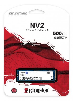 Твердотільний накопичувач M.2 500Gb, Kingston NV2, PCI-E 4.0 x4, 3D TLC, 3500/2100 MB/s (SNV2S/500G)