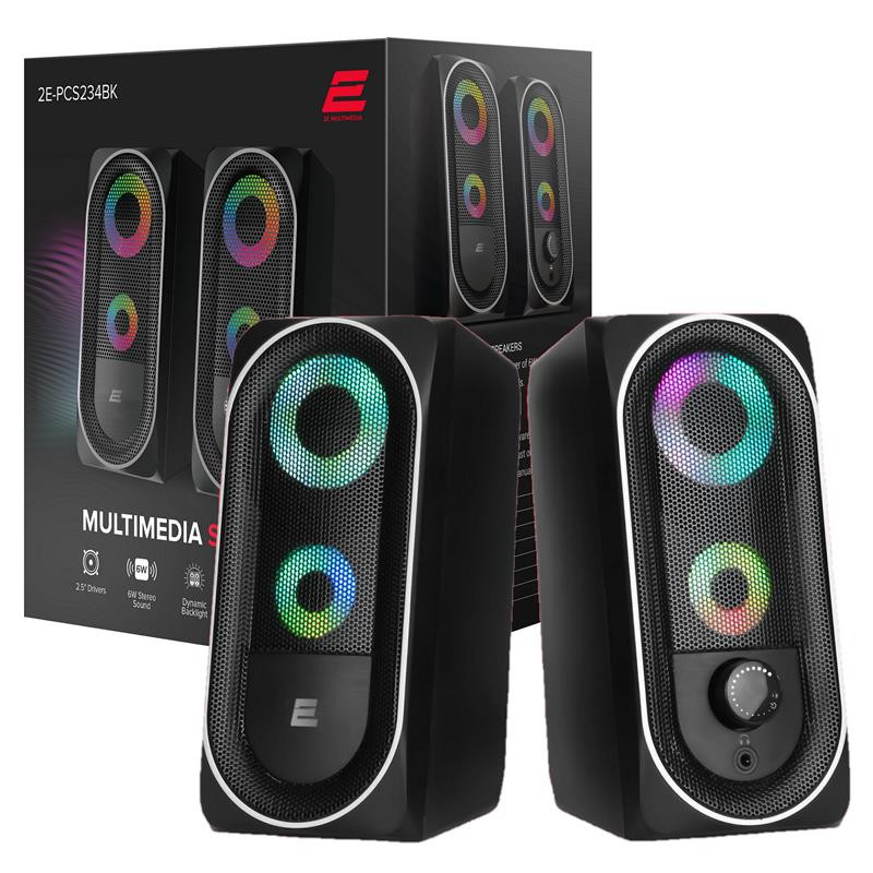 Колонки 2E PCS234 RGB, Black, USB (2E-PCS234BK)
