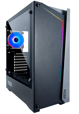 Корпус AZZA Apollo Black, без БЖ, Mid Tower, для ATX / Micro ATX / Mini ITX, 2xUSB 3.0, 1x120 мм ARGB Fan (CSAZ-430B-DF2)