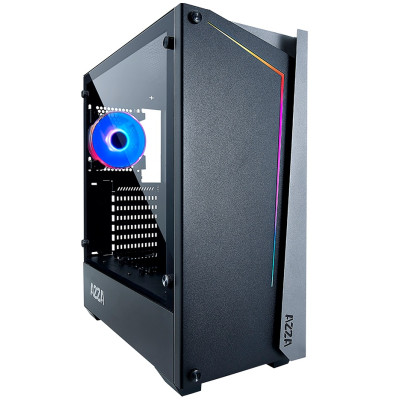 Корпус AZZA Apollo Black, без БЖ, Mid Tower, для ATX / Micro ATX / Mini ITX, 2xUSB 3.0, 1x120 мм ARGB Fan (CSAZ-430B-DF2)