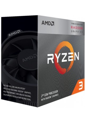Процесор AMD (AM4) Ryzen 3 3200G, Box, 4x3.6 GHz (Turbo Boost 4.0 GHz), Radeon Vega 8 (1250 MHz), L3 4Mb, Zen+, 12 nm, TDP 65W (YD3200C5FHBOX)