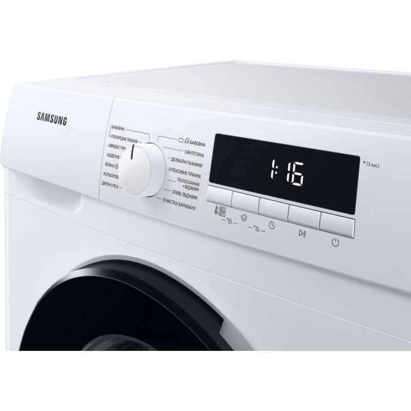 Пральна машина Samsung WW80T3040BW/UA, White, 8кг, фронтальна, вузька, 14 програм, швидкість віджиму 1400 об/хв, Клас енергоспоживання A+++, 85x59.5x46.5