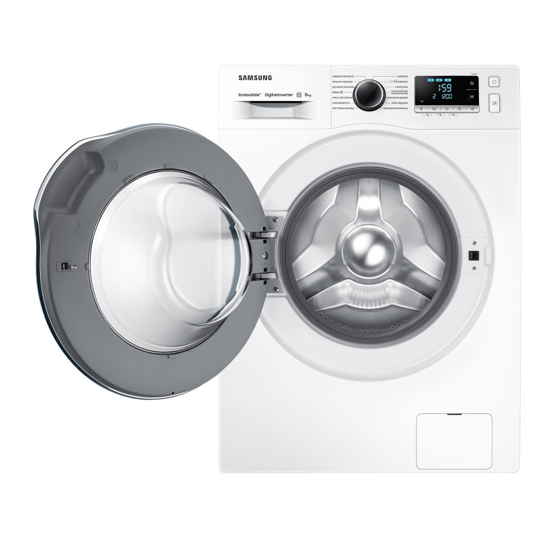 Пральна машина Samsung WW80J62E0DW/UA, White, 8кг, фронтальна, вузька, 14 програм, швидкість віджиму 1200 об/хв, клас енергоспоживання A+++, 85x60x45.6 см