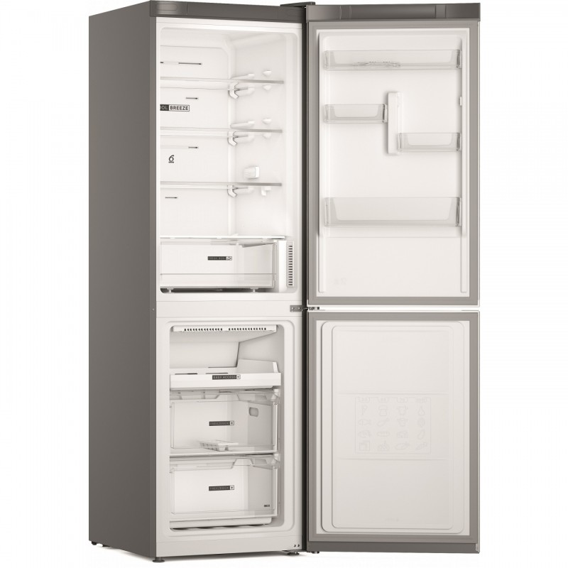 Холодильник Whirlpool W7X 81O OX0, Silver, двокамерний, No Frost, загальний об'єм 335L, корисний об'єм 231L/104L, А+, 191x60x68 см